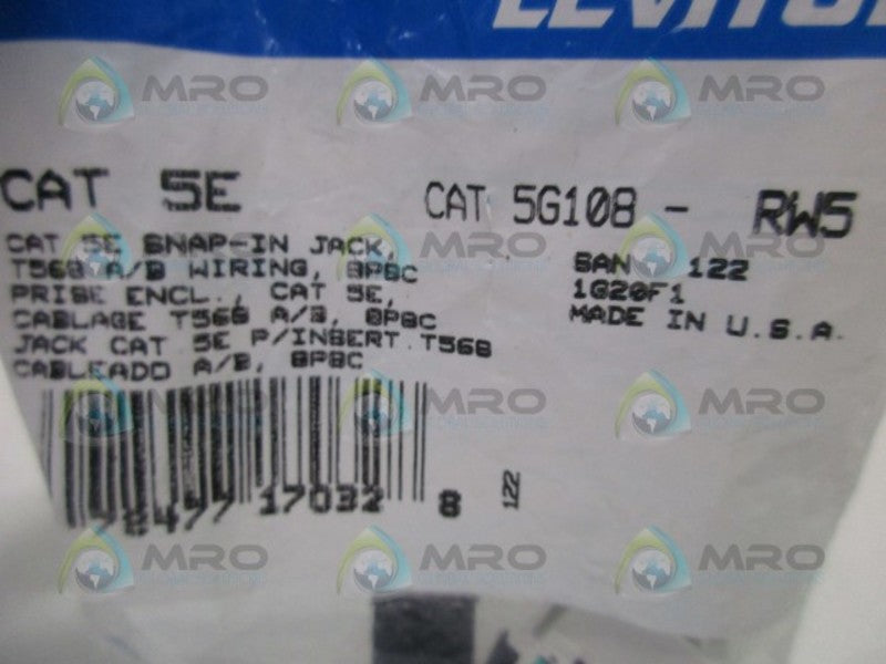 LEVITON 5G108-RW5 SNAP IN JACK * NEW IN FACTORY BAG *