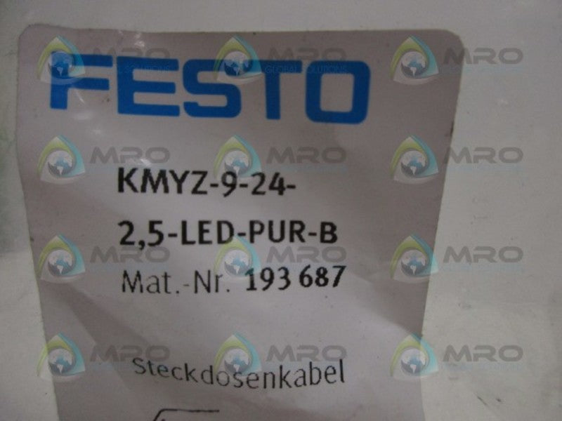 FESTO KMYZ-9-24-2,5-LED-PUR-B SOCKET CONNECTOR CABLE * NEW IN FACTORY BAG *