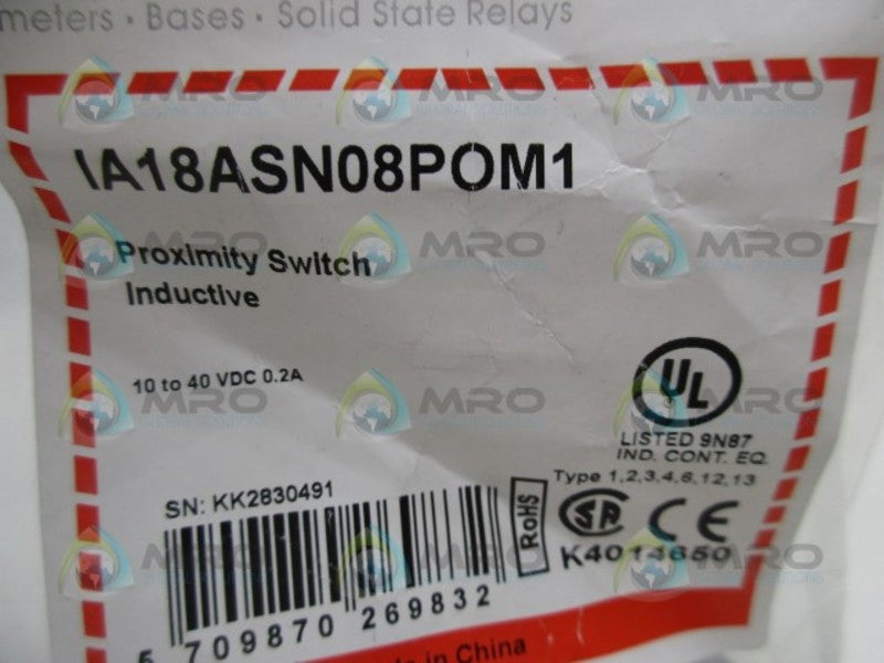 CARLO GAVAZZI IA18ASN08POM1 INDUCTIVE PROXIMITY SENSOR  NSMP