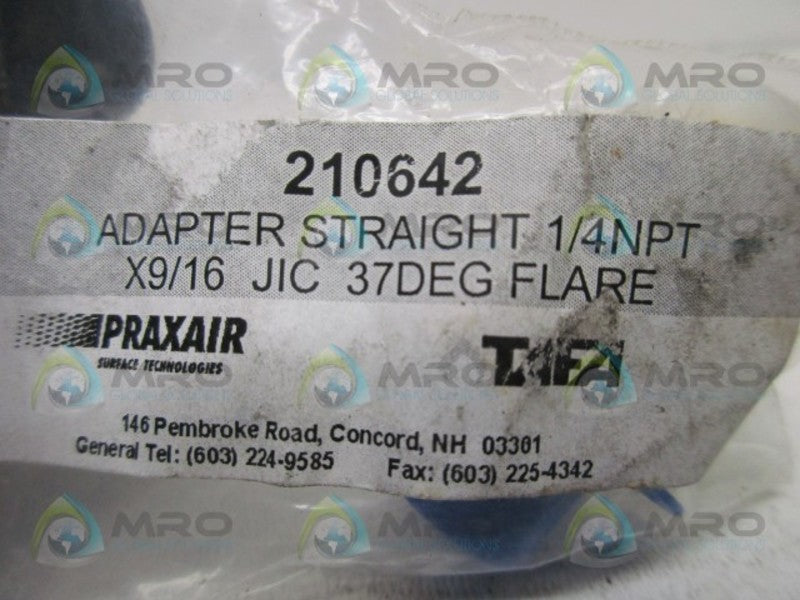 PRAXAIR 210642 STRAIGHT ADAPTER  NSNP IN BAG