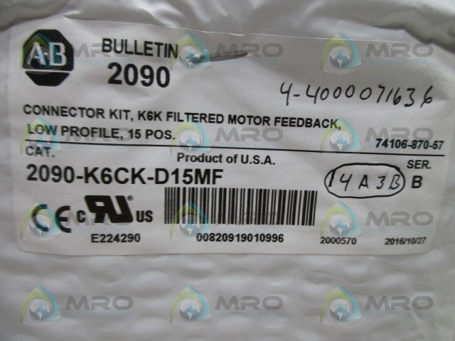 ALLEN BRADLEY 2090-K6CK-D15MF SER. B CONNECTOR * NEW IN BAG *