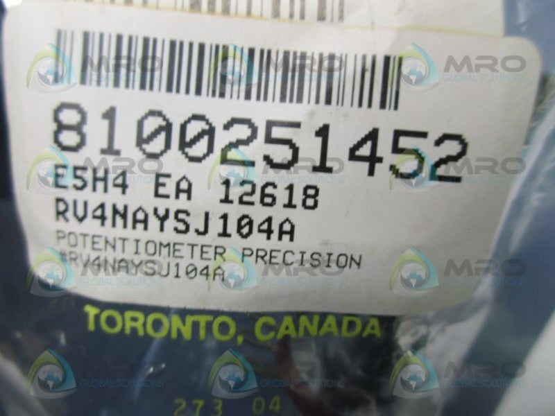 INDUSTRIAL MRO RV4NAYSJ104A POTENTIOMETER * NEW IN FACTORY BAG *