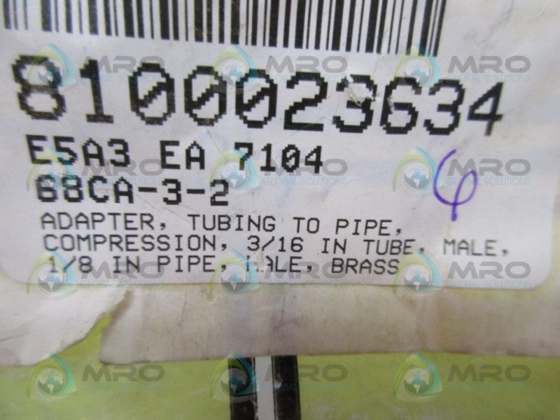 PARKER 68CA-3-2 ADAPTER TUBING TO PIPE (PK OF 6) * NEW IN BAG *
