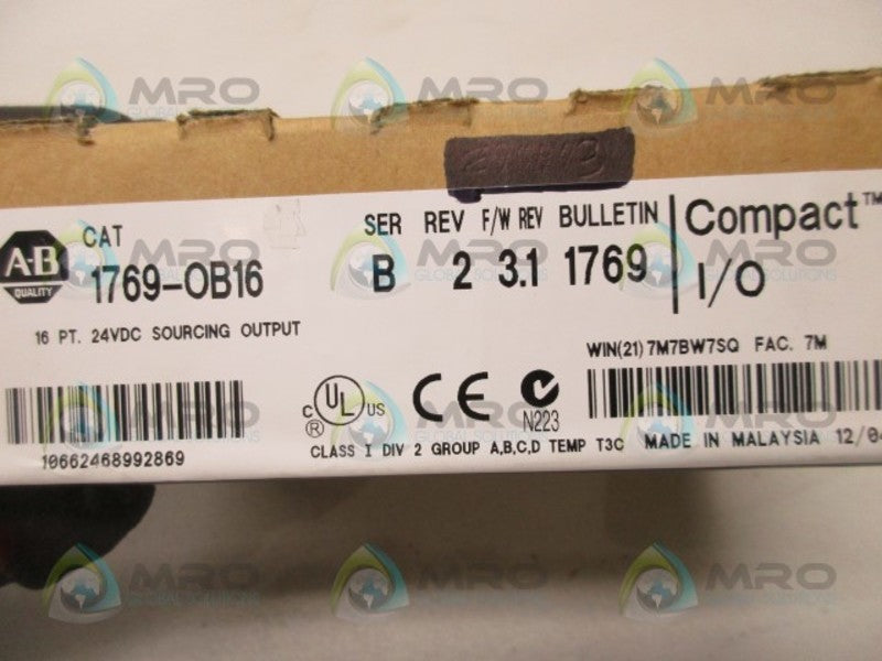 ALLEN BRADLEY 1769-OB16 SER. B F/W 3.1 DATE: 2004 * FACTORY SEALED *