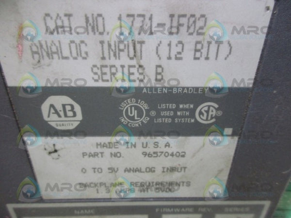 ALLEN BRADLEY 1771-IF02 SER. B ANALOG INPUT  UNMP