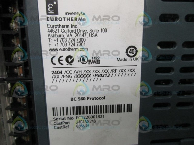 EUROTHERM 2404/CC/VH/XX/XX/XX/RF/XX/XX/XX TEMPERATURE CONTROLLER  NSMP