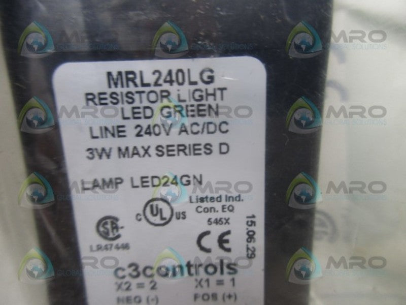 C3CONTROLS MRL240LG RESISTOR LIGHT LED GREEN  NSMP