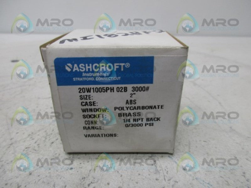 ASHCROFT 20W1005PH02B3000 PRESSURE GAUGE  NSMP