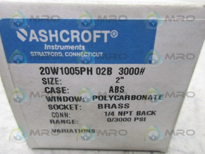 ASHCROFT 20W1005PH02B3000 PRESSURE GAUGE  NSMP
