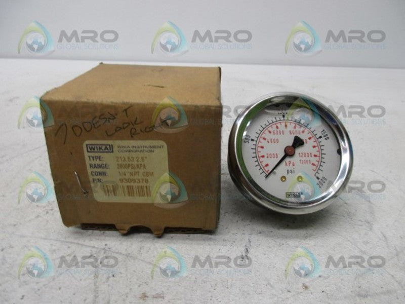 WIKA 9309378 PRESSURE GAUGE 0-2000 PSI 0-13000 KPA  NSMP