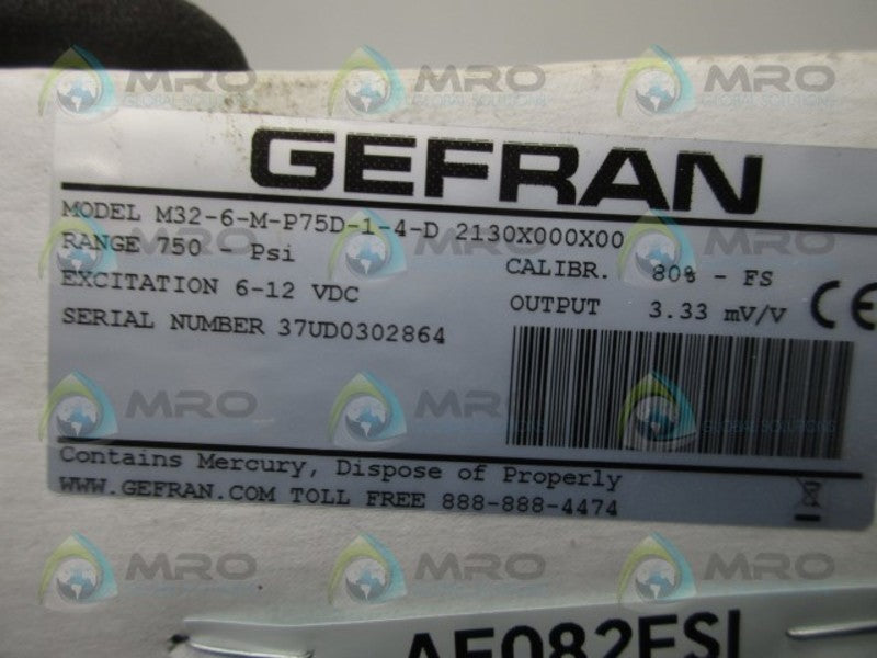 GEFRAN M32-6-M-P75D-1-4-D 2130X000X00 PERSSURE TRANSMITTER  NSMP