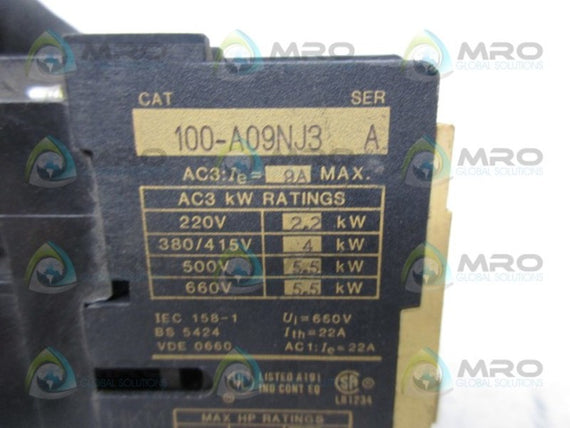 ALLEN BRADLEY  100-A09NJ3 SER. A CONTACTOR * USED *