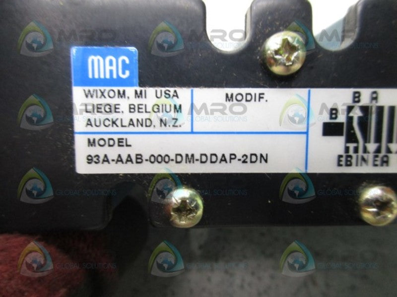 MAC 93A-AAB-000-DM-DDAP-2DN SOLENOID VALVE  UNMP