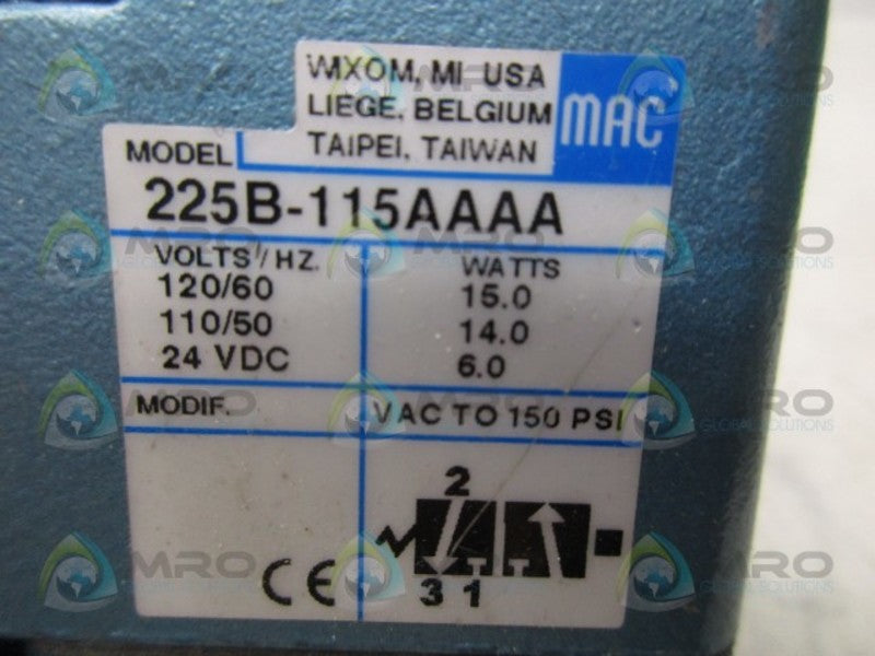 MAC 225B-115AAAA SOLENOID VALVE  UNMP