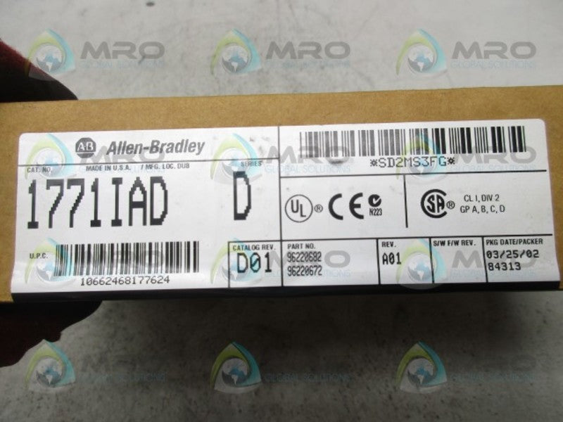 ALLEN BRADLEY 1771-IAD SER. D DATE: 2002 * FACTORY SEALED *