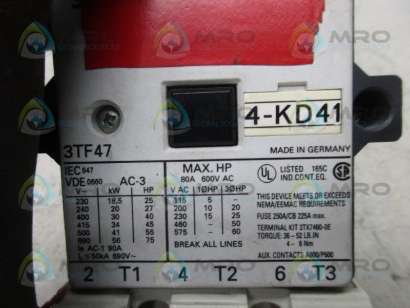 SIEMENS 3TF4722-0AG1 CONTACTOR  UNMP