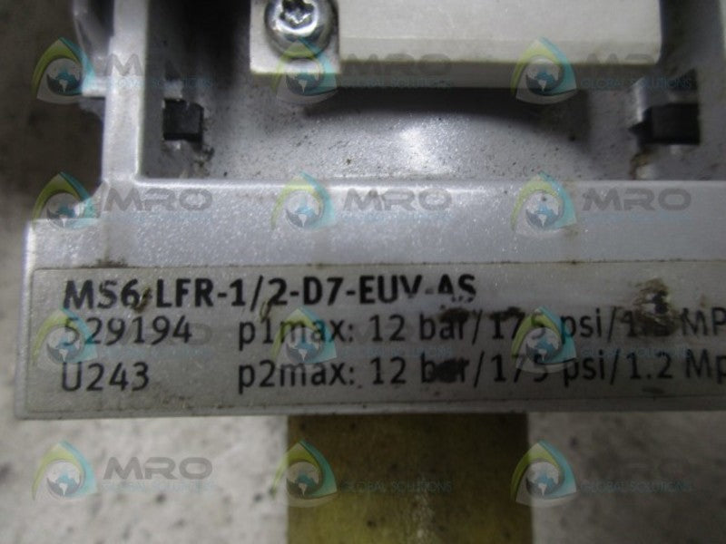 FESTO MS6-LFR-1/2-D7-EUV-AS FILTER REGULATOR UNIT (AS PICTURED)  UNMP