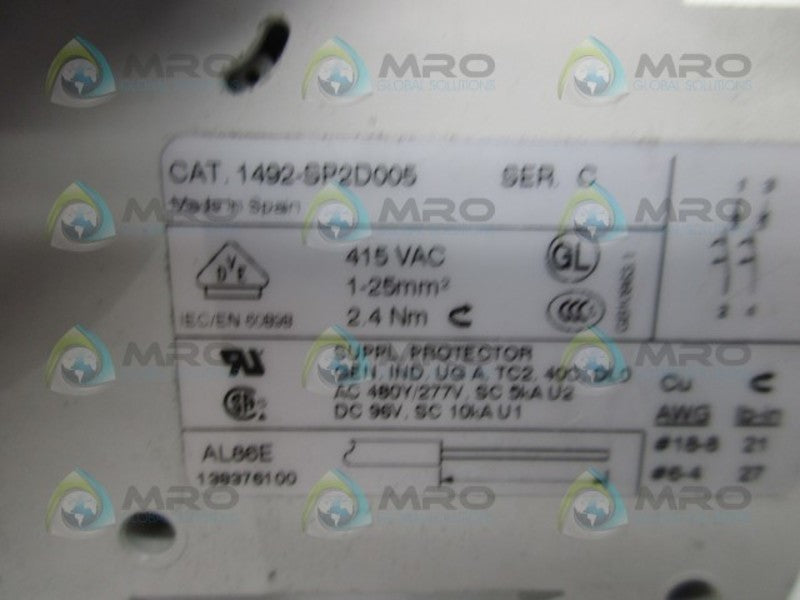 ALLEN BRADLEY 1492-SP2D005 SER. C SUPPLEMENTARY PROTECTOR  UNMP