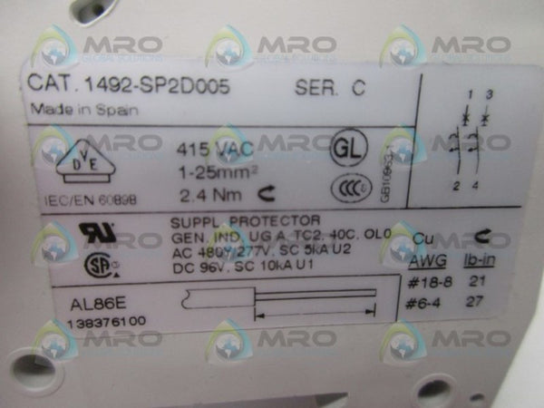 ALLEN BRADLEY 1492-SP2D005 SER. C SUPPLEMENTARY PROTECTOR  NSMP