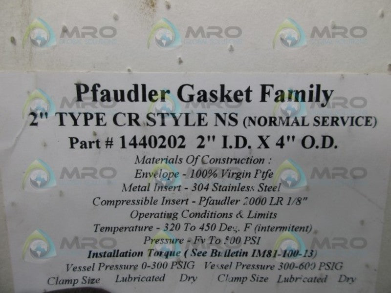 PFAUDLER 1440202 CR GASKET 2" * NEW IN ORIGINAL PACKAGE *