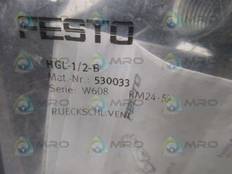 FESTO HGL-1/2-B PILOTE CHECK VAVLE * NEW IN FACTORY BAG *