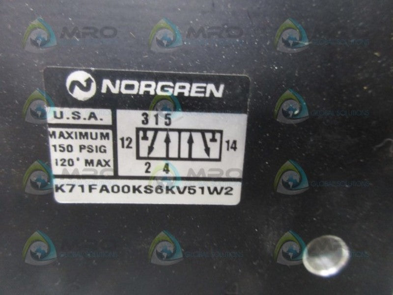 NORGREN K71FA00KS6KV51W2 SOLENOID VALVE (AS PICTURED)  NSMP