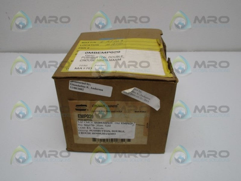 CROUSE HINDS EMP029 PUSHBUTTON ASSEMBLY  NSMP
