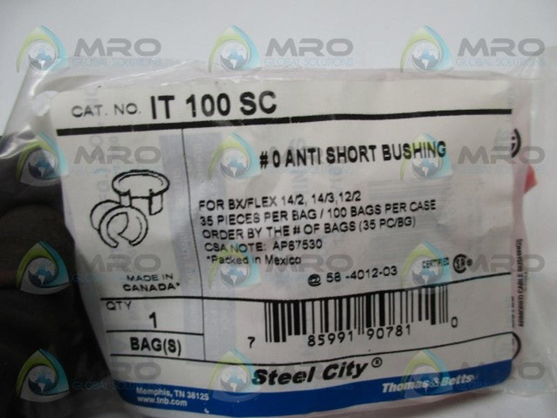 THOMAS & BETTS IT100SC ANTI SHORT BUSHING (PKG OF 35)  NSMP