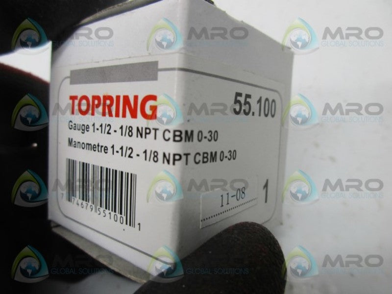 TOPRING 1-1/2-1/8 NPT CBM 0-30 PRESSURE GAUGE  NSMP