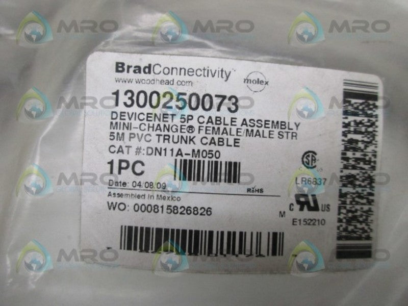 DANIEL WOODHEAD 1300250073 DEVICENET 5P CABLE ASSEMBLY  NSNP IN BAG