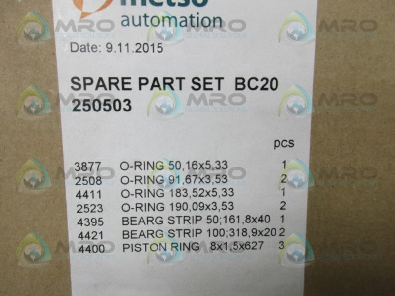METSO BC20-250503 SPARE PAART SET DATE:2015 * FACTORY SEALED *