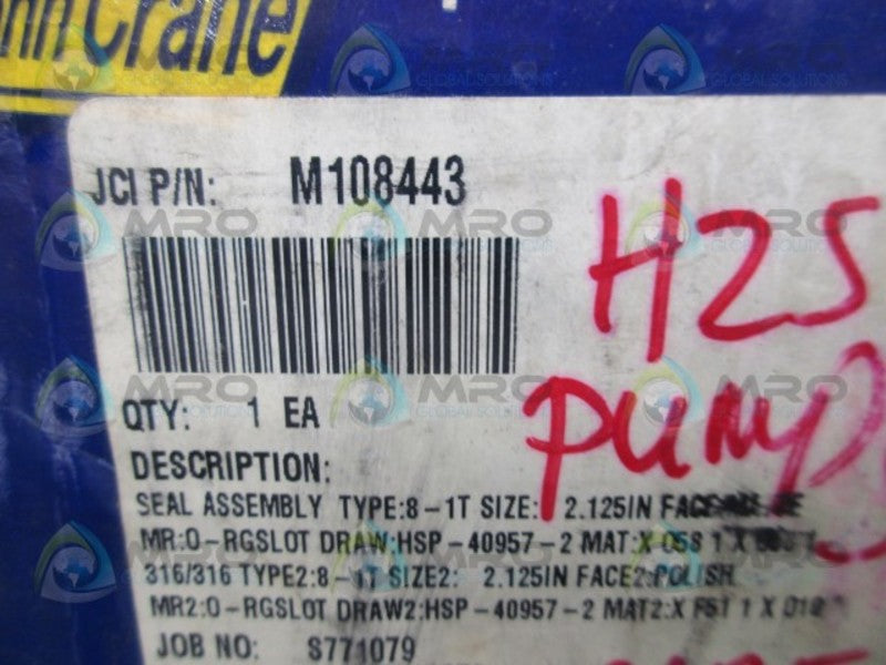 JOHN CRANE M108443 MECHANICAL SEAL ASSEMBLY  NSMP