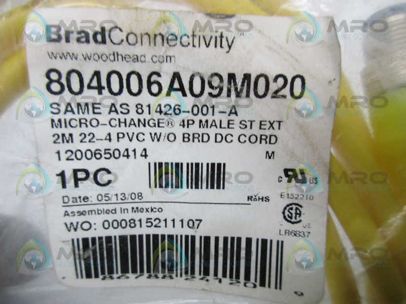 WOODHEAD 804006A09M020 MICRO-CHANGE 4P MALE  NSMP