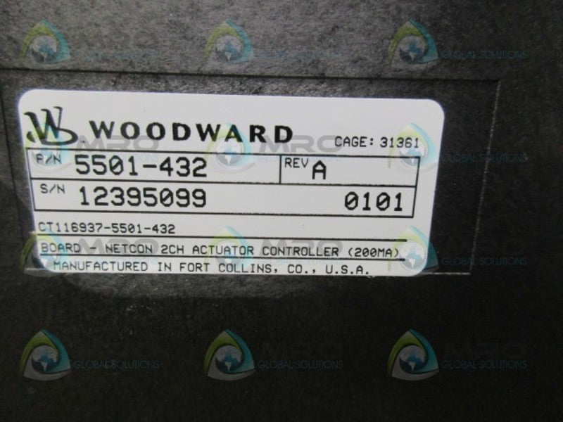 WOODWARD 5501-432 REV. A MOUDLE ACTUATOR DRIVER 2 CHANNEL  NSNP