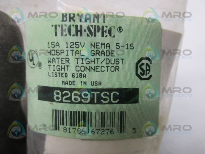 BRYANT 8269TSC WATER TIGHT DUST TIGHT CONNECTOR 15A 125V  NSNP IN FACOTRY BAG