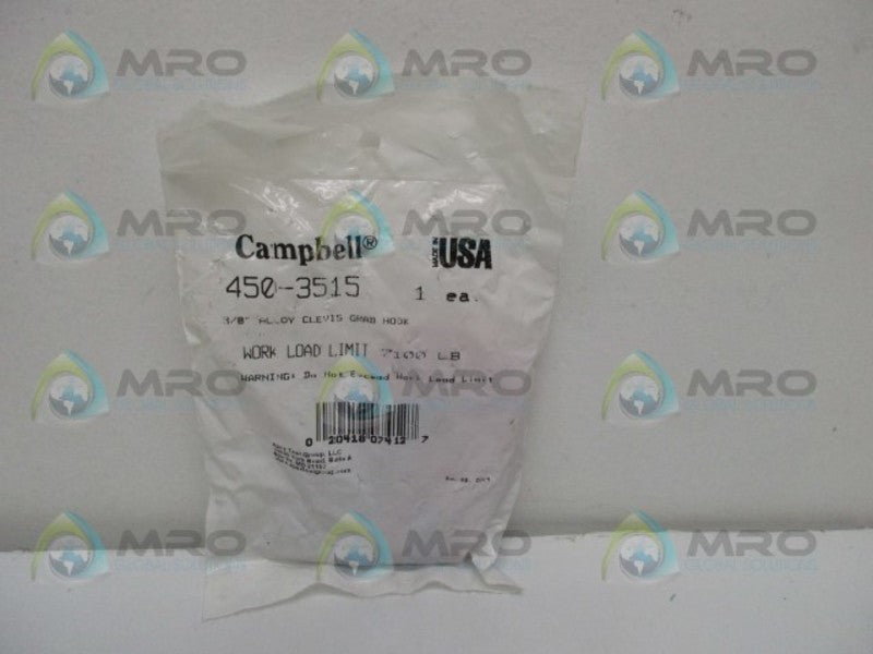 CAMPBELL 450-3515 3/8 ALLOY CLEVIS GRAB HOOK * NEW IN FACTORY BAG *