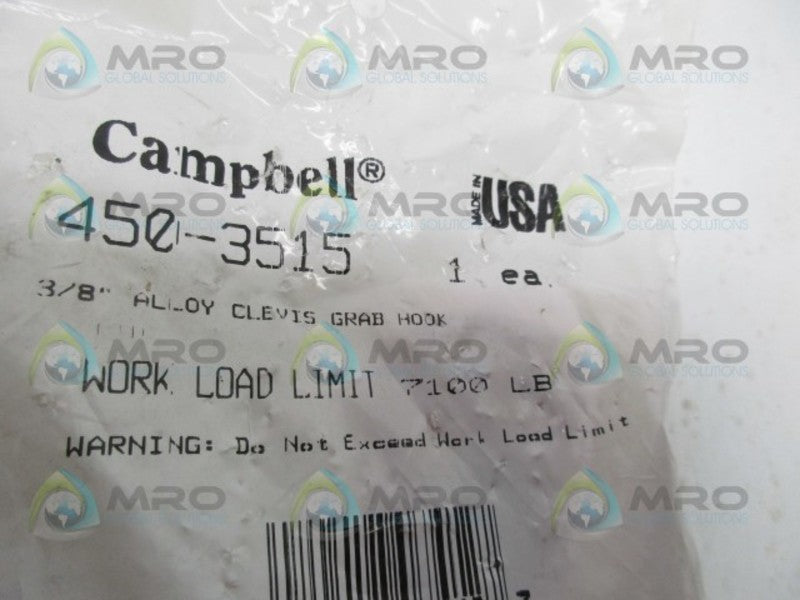 CAMPBELL 450-3515 3/8 ALLOY CLEVIS GRAB HOOK * NEW IN FACTORY BAG *