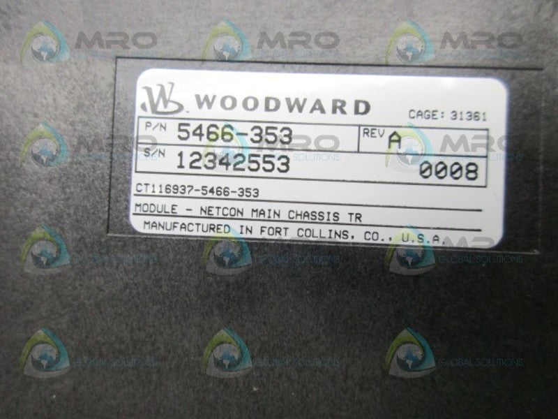 WOODWARD 5466-353 REV. A MODULE NETCON MAIN CHASSIS TR  NSNP