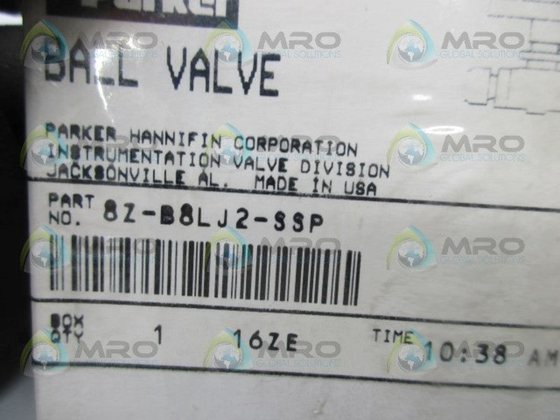 PARKER 8Z-B8LJ2-SSP BALL VALVE  NSFS