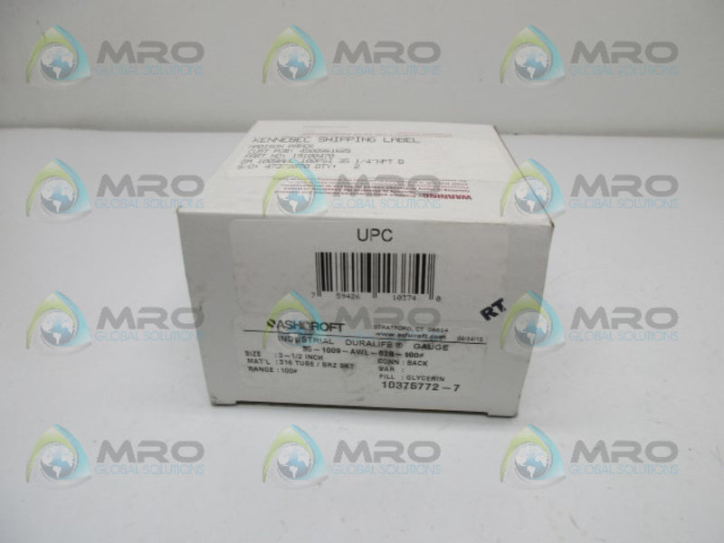 ASHCROFT 35-1009-AWL-62B-100#  NSMP