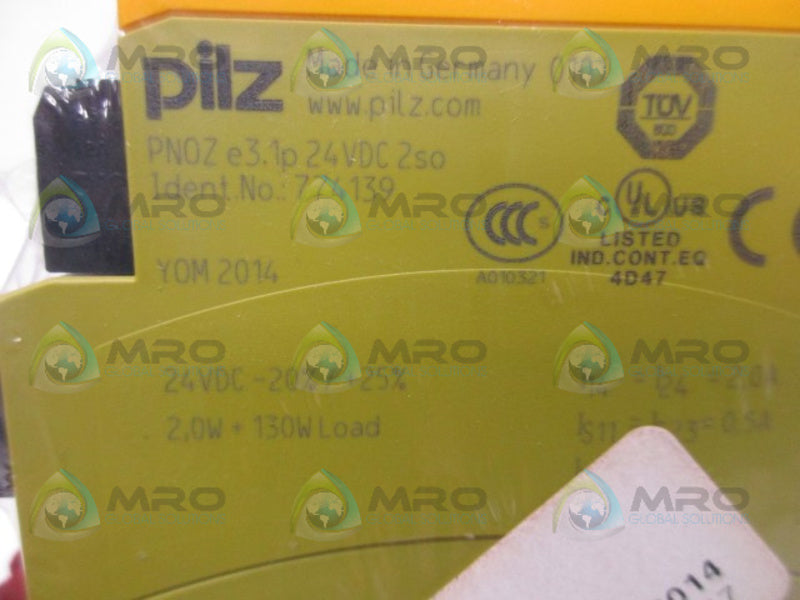 PILZ PNOZE3.1P24VDC2NSO SAFETY RELAY MONITOR 24VDC * NEW IN ORIGINAL PACKAGE *