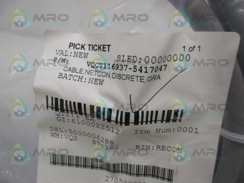 INDUSTRIAL MRO VQCT116937-5417047 CABLE NETCON DISCRETE * NEW IN BAG *