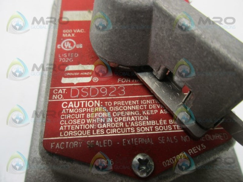 CROUSE HINDS DSD923 SELECTOR SWITCH  UNMP