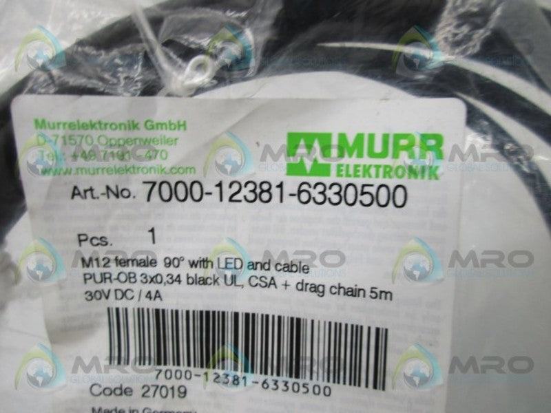 MURR ELEKTRONIK 7000-12381-633050 FEMALE W/ LED & CABLE  NSMP