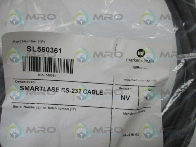 MARKEM IMAJE SL560361 SMARTLASE RS-232 CABLE * NEW IN BAG *