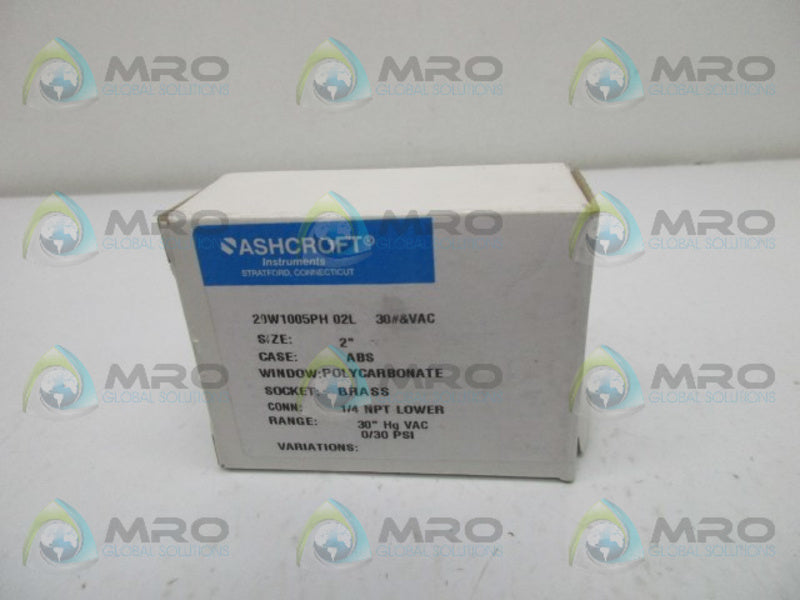ASHCROFT 20W1005PH02L30# PRESSURE GAUGE 0-30 PSI  NSMP