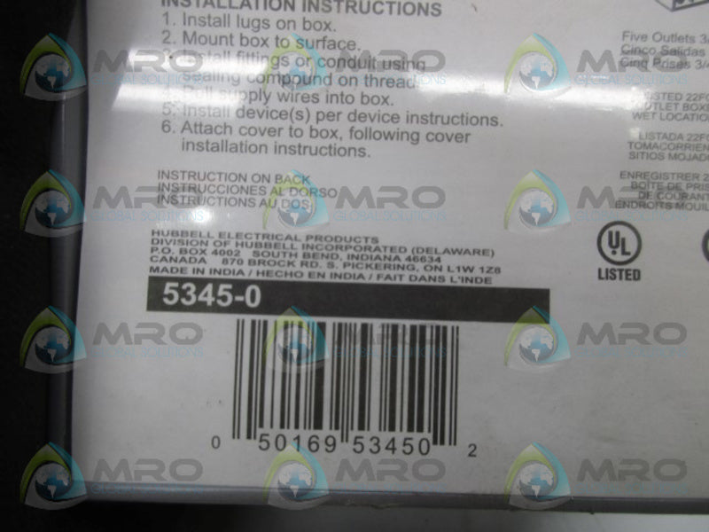 BELL BOXES 5345-0 ENCLOSURE WEATHERPROOF * NEW IN ORIGINAL PACKAGE *