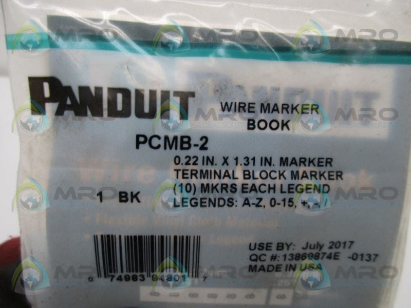 PANDUIT PCMB-2 PRE-PRINTED WIRE MARKER BOOK * NEW IN FACTORY BAG *
