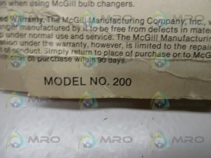 MCGILL MODEL 200 BROKEN LAMP BASE REMOVER  NSMP
