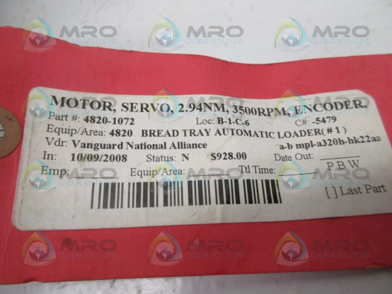 INDUSTRIAL SPARE PART MPL-A320B-HK22AA SERVO MOTOR  UNMP